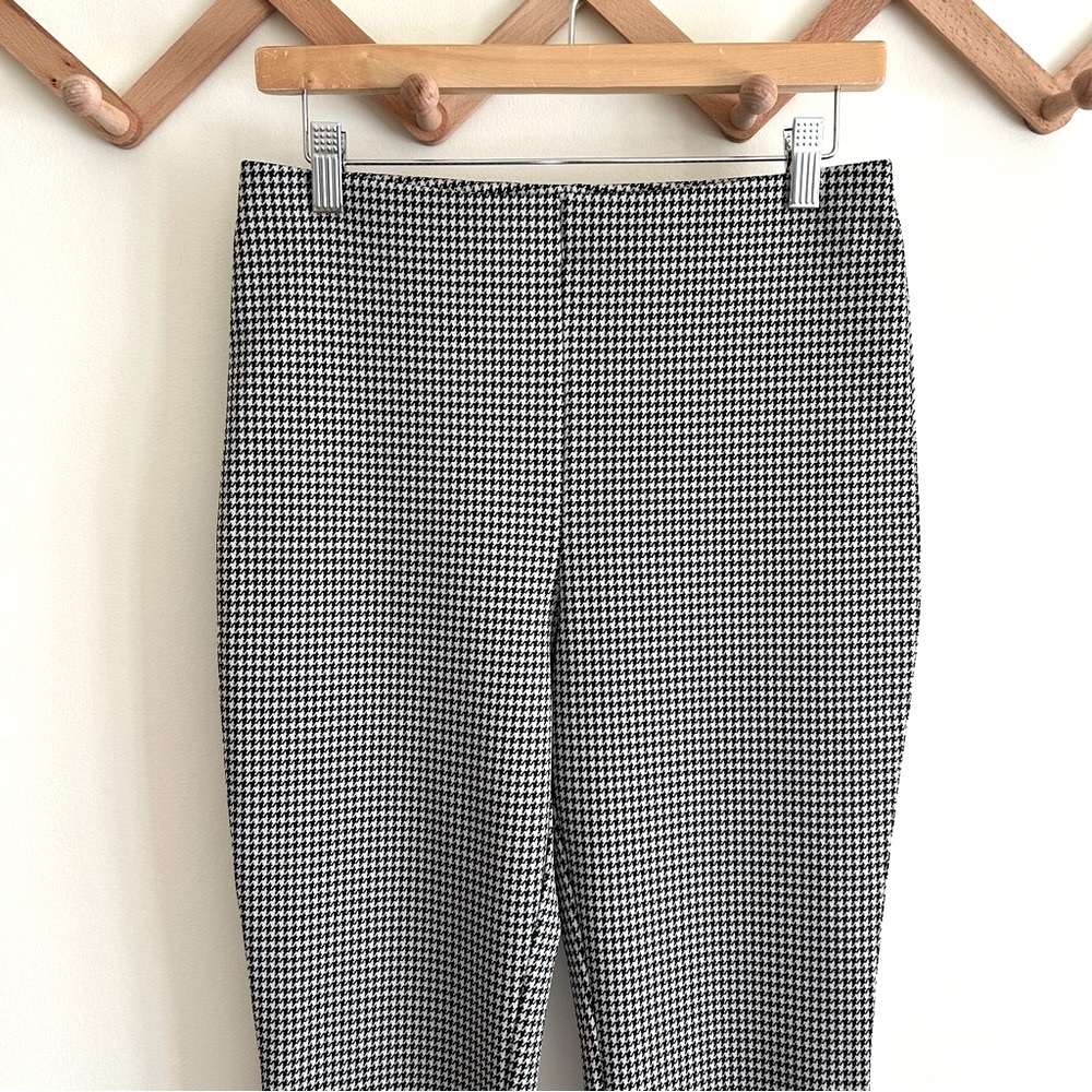 H&M Black & Cream/Houndstooth-patterned Flared Leggings Women's Medium